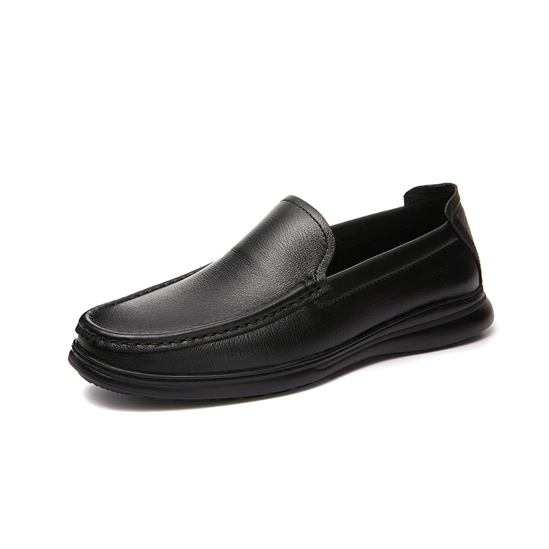 Spring and summer new single-layer cowhide bean shoes wear-resistant anti-slip line men's leather shoes_vogvips.com