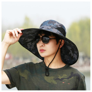 Hat Men's Outdoor Mountaineering Travel Sun Protection Big Hat Brim Denim New Fisherman Hat Men's Sun Hat Summer