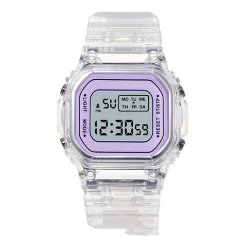 Cross-border best-selling male and female student ins internet celebrity watch luminous transparent small square waterproof electronic watch