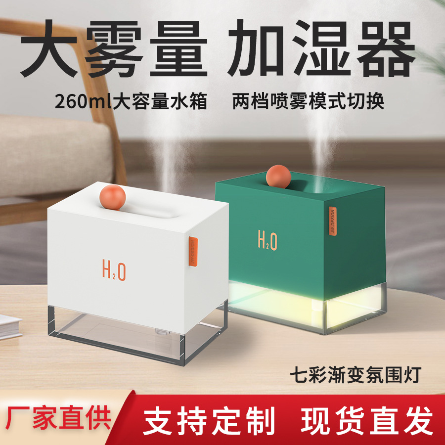 Customized Small Humidifier for Bedroom Air Humidification, 7-Color Night Light, Silent Large Spray, Mini Car-Mounted Atomizing Humidifier