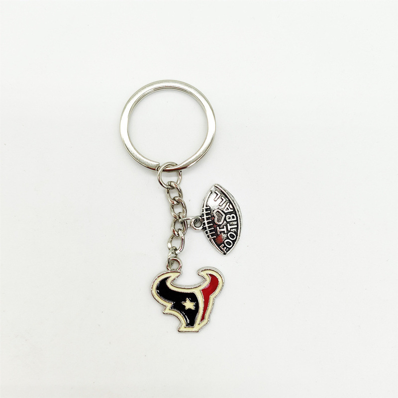 Foreign Trade Hot-Selling Jewelry Nfl American Football Team Logo Dripping Oil Keychain Bag Car Key Pendant