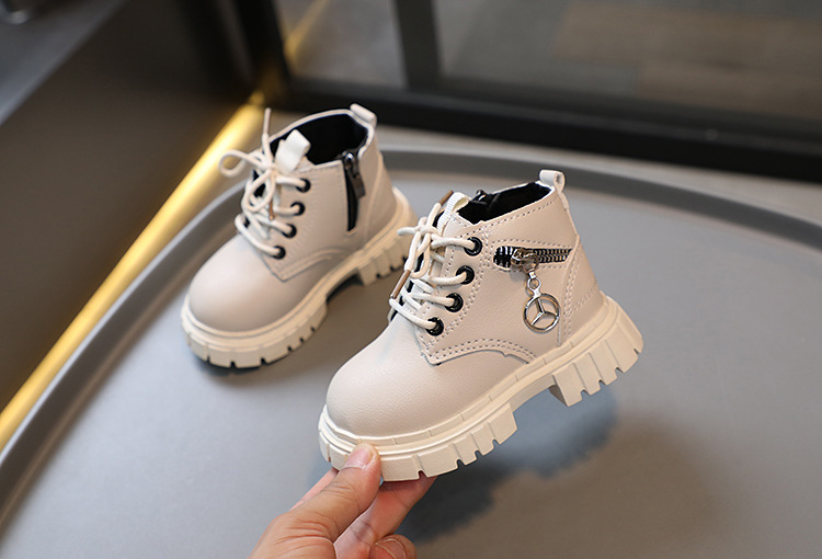 Chaussures Martin pour enfants, nouvelle collection printemps et automne pour bébés garçons, haut en cuir, fermeture éclair latérale courte, petites bottes jaunes pour filles_voghion.com