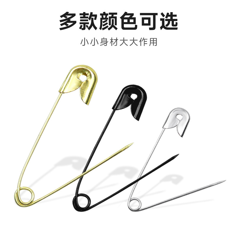 Venta directa de fábrica 18mm ~ Aguja de seguridad de 55mm plata oro negro ropa etiqueta seguro aguja de hebilla de metal