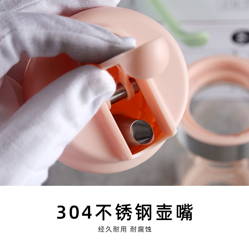 Automatic Open-Close Large Mouth Oil Bottle with Stainless Steel Nozzle, High Borosilicate Glass Kitchen Soy Sauce Vinegar Bottle