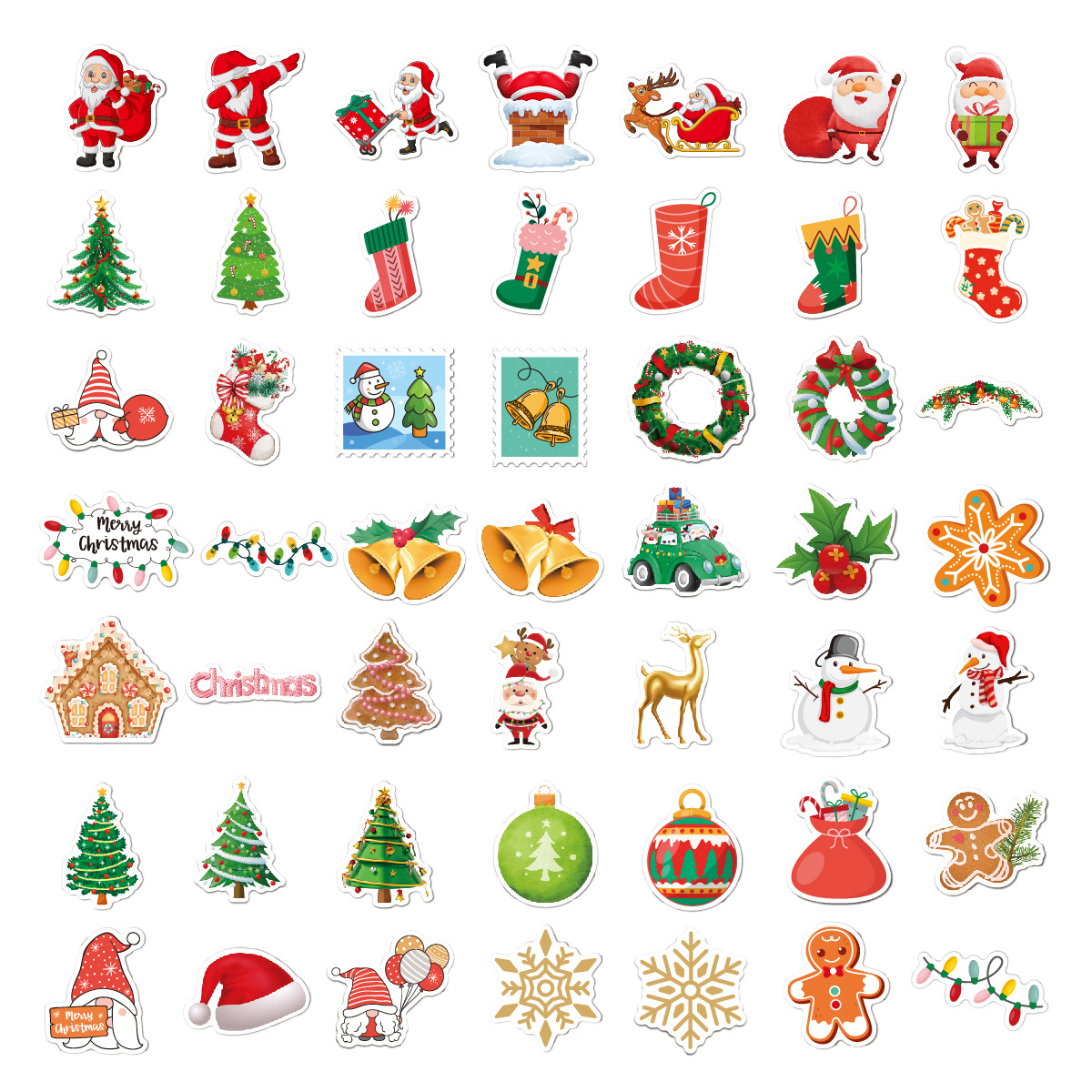 Cute Cartoon Christmas Stickers 50 Pieces Holiday Decoration Sticker Wholesale display picture 3