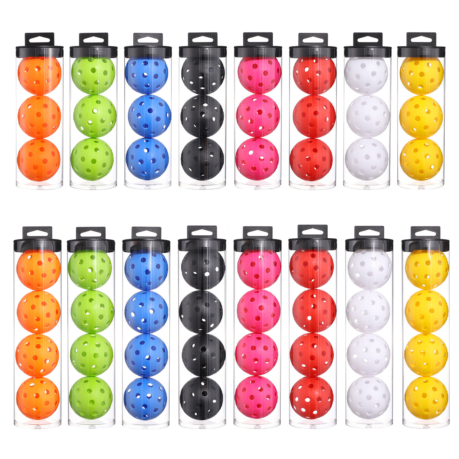 Pickleball Set 40-Hole Plastic Barrel Pickleball High-Elastic Hole Ball Injection Molded Ball Pe Material One Piece