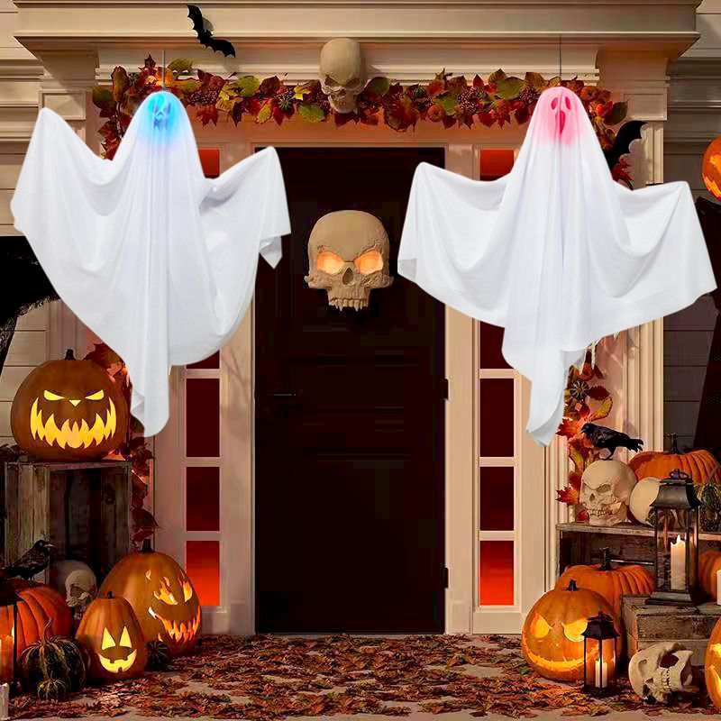 Halloween luminoso fantasma blanco colgando fantasma horror decoración puerta colgante casa embrujada escapar escena diseño Accesorios