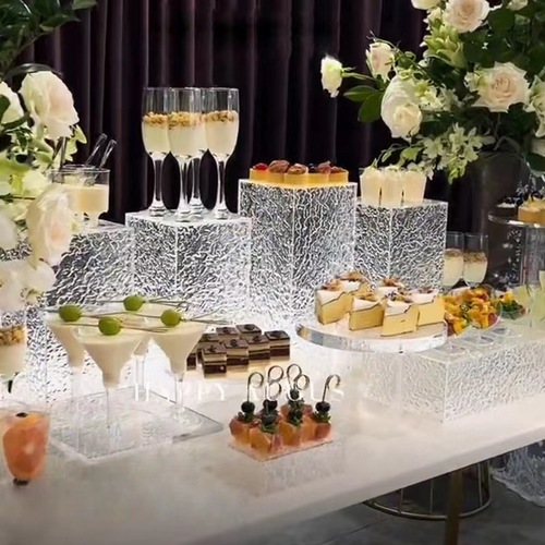 Dessert table acrylic wave pattern display rack high-end wedding banquet cold meal cake pastries tea break table setting decoration