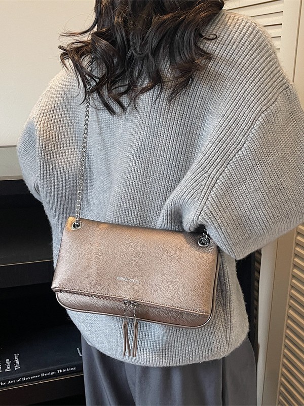 Bolso de tendencia transfronteriza de litchi para mujeres 2026 nuevo bolso retrógrado de nicho pequeño bolso de textura de cadena de hombro image 1