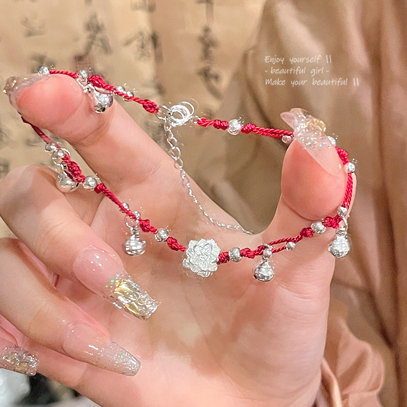 New Chinese Good Luck Lotus Bracelet Women's National Fashion Light Luxury Niche High-end Handmade Flower Hand Jewelry Wholesale
