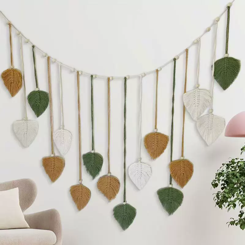 Богемный декоративный ручной работы тканые листья гобелены деревянные бусины листья дети фото стены украшения кисточки настенный