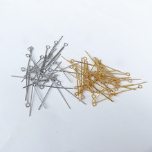 现货0.5线粗不锈钢金色9字针 串珠 配件圆头定位针 DIY饰品配件