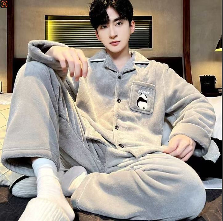 【No-questions-asked guarantee】Men's coral fleece pajamas, thickened and fleece-lined for winter, loose-fitting flannel home wear for winter 【No-questions-asked guarantee】Men's coral fleece pajamas, thickened and fleece-lined for winter, loose-fitting flannel home wear for winter