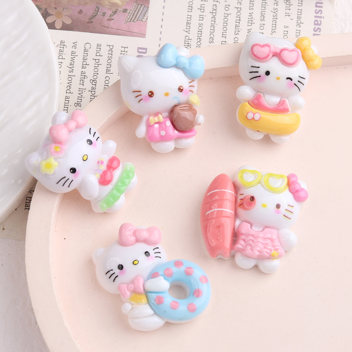 卡通diy树脂配件饰品泳圈小猫奶油胶发夹手机壳鞋扣钥匙扣吊坠配