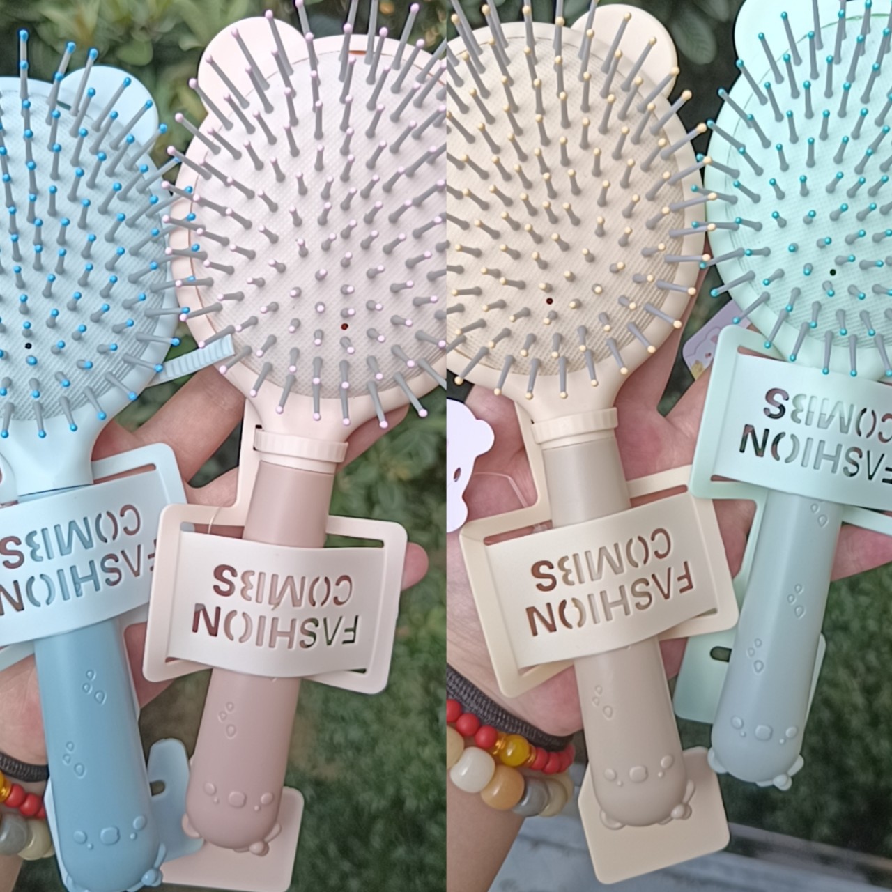 Bonito peine de peinado color macarrón con cojín de aire para masaje, adecuado para uso doméstico y dormitorios estudiantiles, cepillo de pelo de plástico suave con cojín de aire.