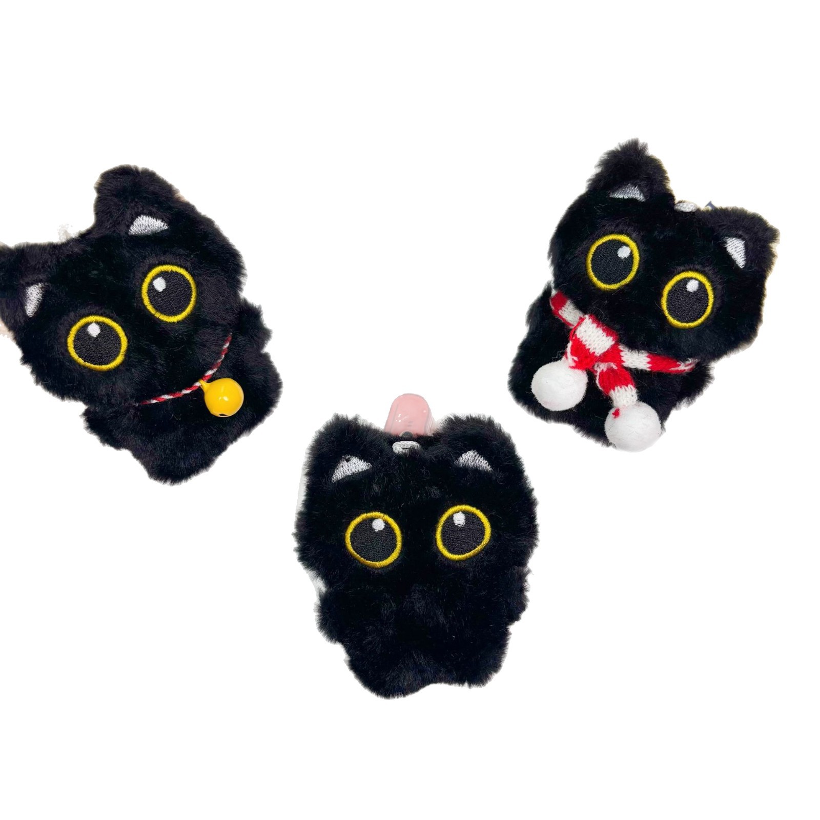 Linda muñeca de peluche pequeño gato negro colgante chirriante colgante de todo fósforo bolso de gato llavero colgante al por mayor
