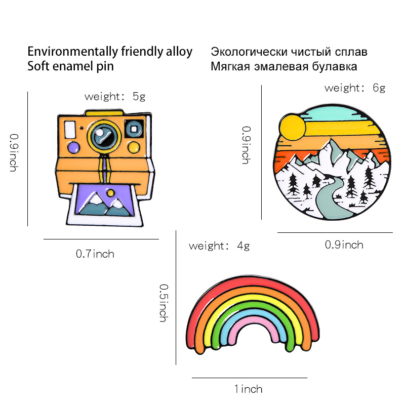 Mode Regenbogen Kamera Legierung Emaille Unisex Broschen display picture 1