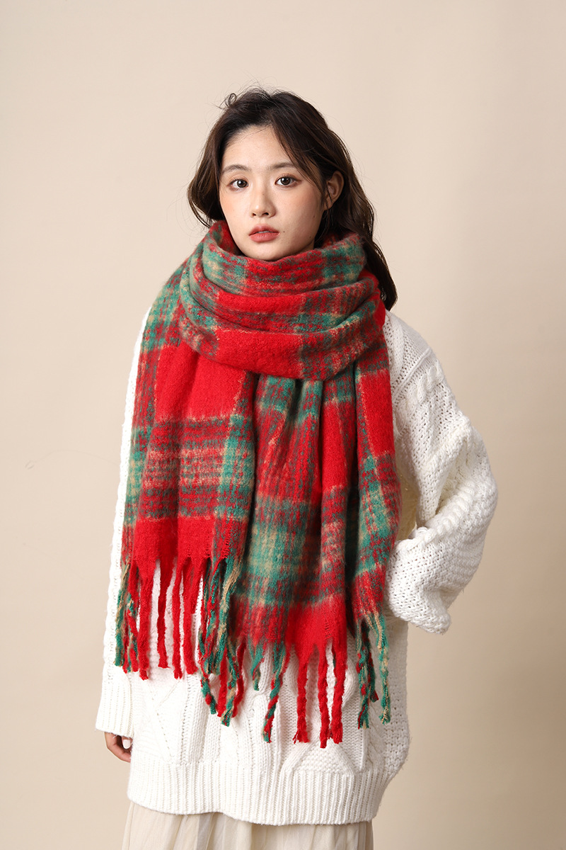 Sciarpa invernale in mohair con nappe di alta qualità, in cashmere marrone Maillard, per studenti, stile nuovo_voghion.com