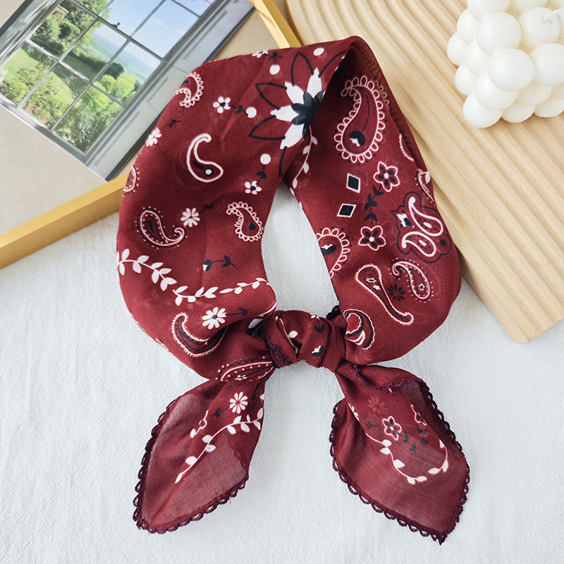 Toalla cuadrada fina de algodón y lino, fresca y transpirable, bufanda de seda pequeña con decoración literaria suave para mujer, bufanda de verano, bufanda pequeña de todo fósforo para mujer