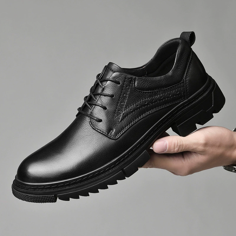 Leather casual footwear, breathable wedding shoes, plus size, cowhide, soft sole, 36