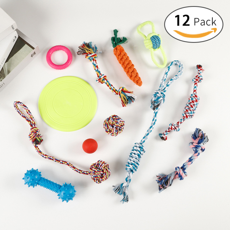 El popular juego de juguetes para la dentición de perros de Amazon, juguete de cuerda de algodón para mascotas, resistente a las mordidas, alivia el aburrimiento, suministra juguetes de autoentretenimiento.