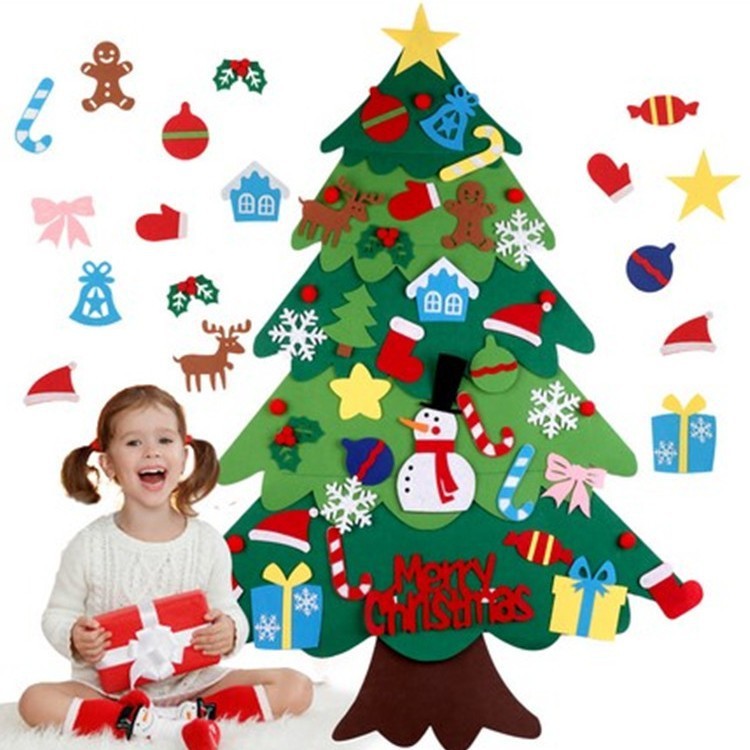 クリスマス手作り DIY フェルトクリスマスツリー赤サンタクロース装飾立体カレンダークリスマスツリーギフト|undefined