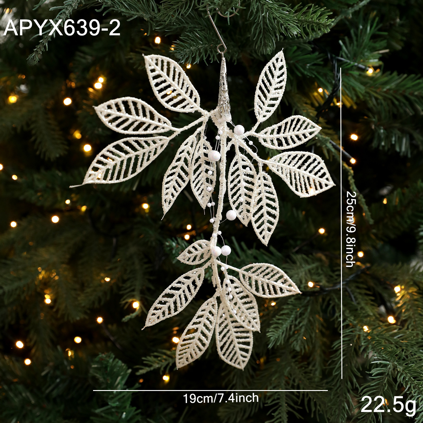 Hoja de helecho transfronterizo hojas de plástico flores de oro hojas de flores de Navidad polvo de oro polvo pegajoso enchufe de árbol de Navidad decoración de diseño de vacaciones