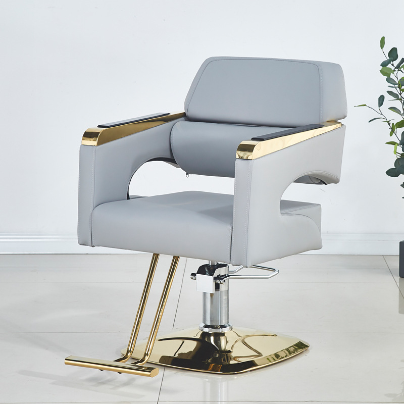 Silla de peluquería Silla de peluquería Silla de peluquería Silla de corte de pelo minimalista moderna Silla de peluquería de acero inoxidable de elevación giratoria
