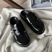 Новый осенне-зимний стиль [1774] обувь на грубой подошве Birkenstock для женщин новая версия ретро носочно-подходящая полулежачие туфли