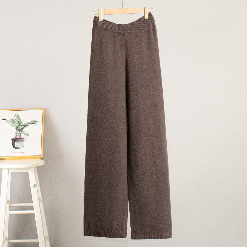 Bộ áo len cổ cao dài tay kèm quần dài dệt kim dày dặn form rộng — Màu camel, Màu cà phê, Màu xanh lục đậm, Màu xám đậm chi tiết 12