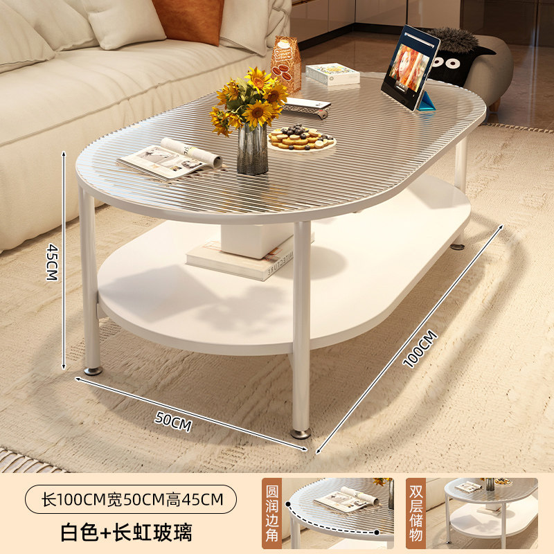 Mesa de té sala de estar doméstica 2025 nueva pequeña mesa móvil creativa de vidrio templado crema mesa de té de viento