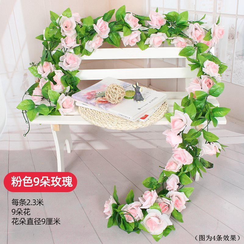 模擬バラの花の籐の天井装飾造花の蔓が暖房、エアコン、水道管をカバーし、プラスチック植物を巻き付ける|undefined