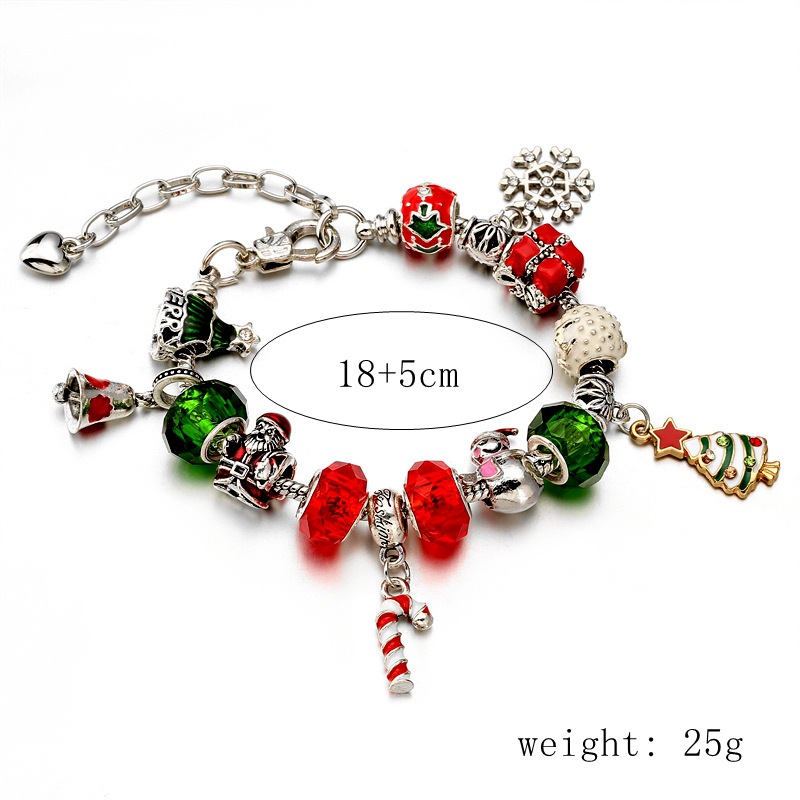 Fábrica transfronteriza al por mayor Santa Claus árbol de Navidad pulsera DIY cuentas de cristal pulsera de cuentas regalo de Navidad
