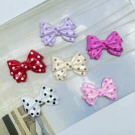 新款彩色波点蝴蝶结树脂配件 diy手机壳洞洞鞋发夹收纳盒饰品贴片