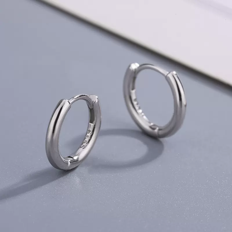 s999纯银素圈耳环女轻奢高级感小众气质2025新款足银耳扣养耳耳饰