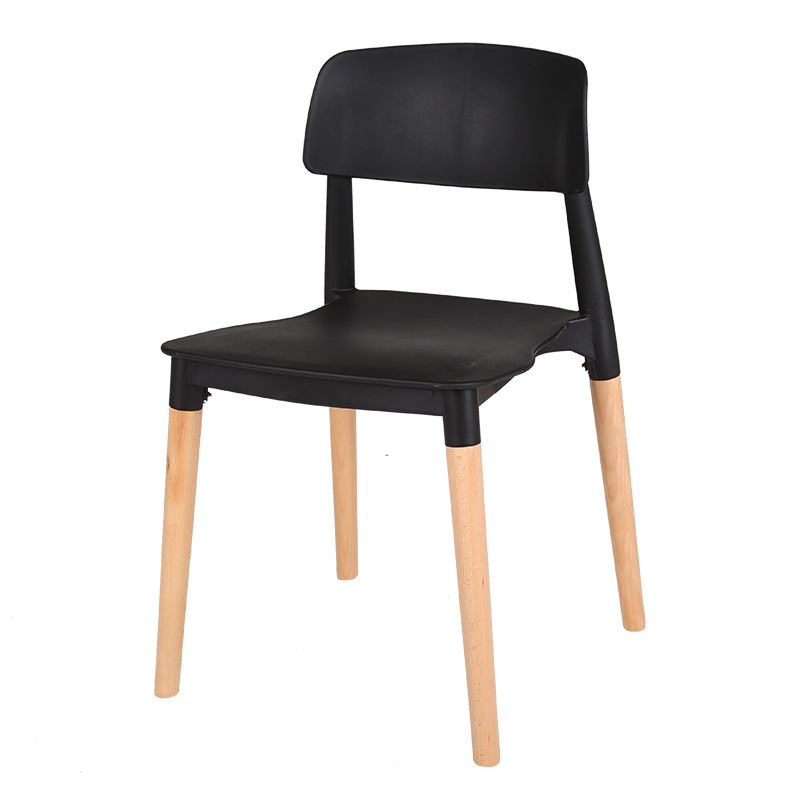 silla de plástico nórdica moderna silla de espera silla de madera maciza silla de respaldo casera para adultos silla de madera maciza