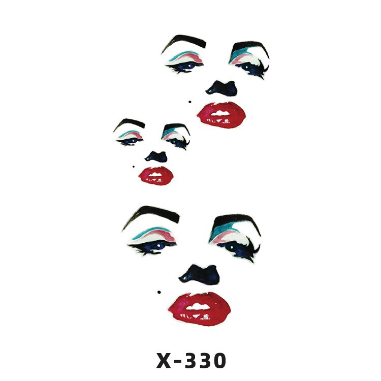 Arco de flor pequeña pegatinas de tatuaje fresco 3D dibujos animados transfronterizo Henna rosa impermeable texto en inglés pegatinas de tatuaje