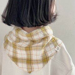 秋季薄款三角巾男女童新款格纹百搭户外防风小围脖宝宝个性围巾
