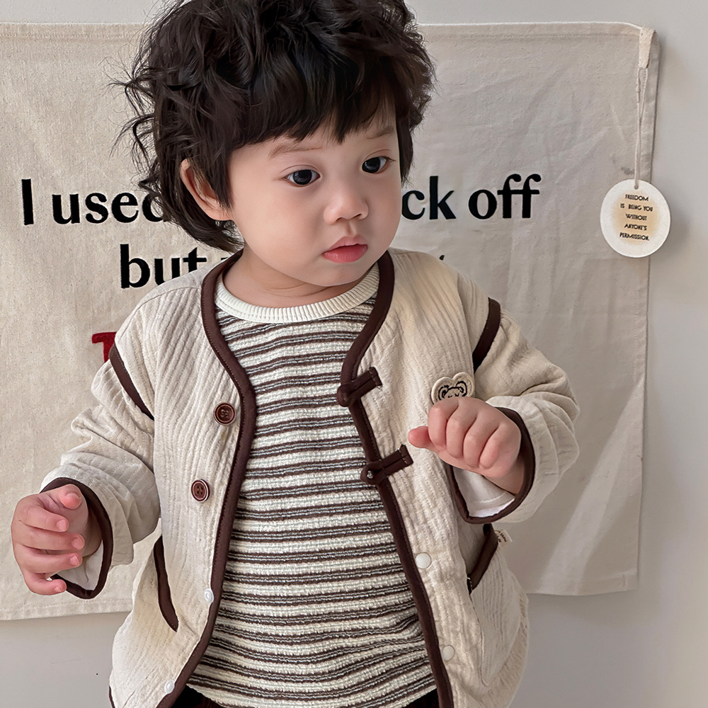 Ins ropa para niños estilo coreano suéter a rayas pantalones trajes para niños primavera y otoño ropa de salida para niños