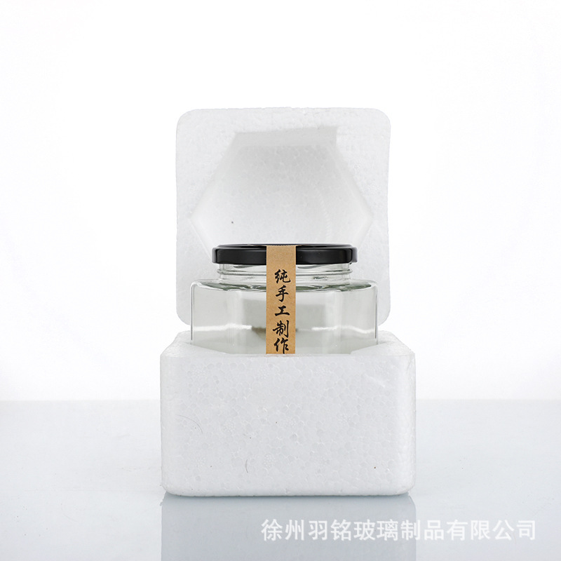 0.5kg パック六角蜂蜜ボトル食品グレード缶詰ボトル透明密封チリビーフソースボトル密封サブボトリング空ボトル|undefined