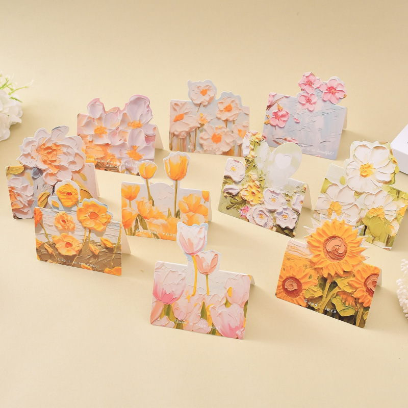 高颜値立体油絵花系グリーティングカード生花教師の日に先生の美しいバレンタインデーの祝福カードを送る|undefined