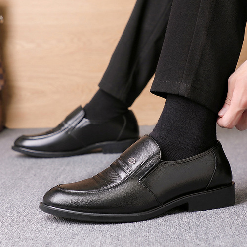 [First Layer Cowhide] Men's Leather Shoes Spring Genuine Leather Business Formal Wear Men's Middle-aged and Elderly Set-Toe Dad Breathable Men's Shoes