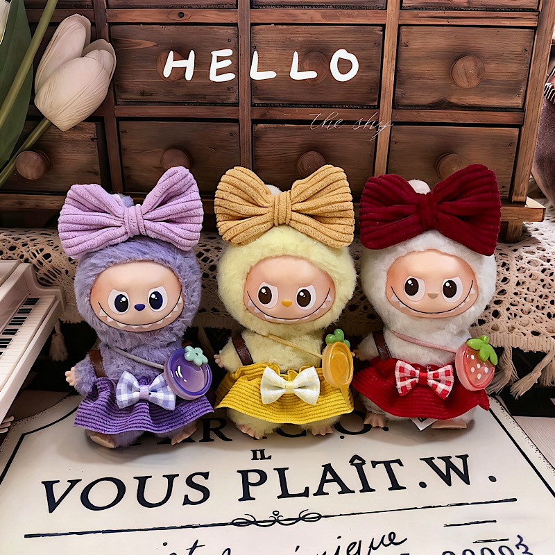 Only Baby Clothes] Original 4.0 Labubu Handmade Skirt Suit Mini Green Pink Yellow Purple Labubu Suspender Skirt