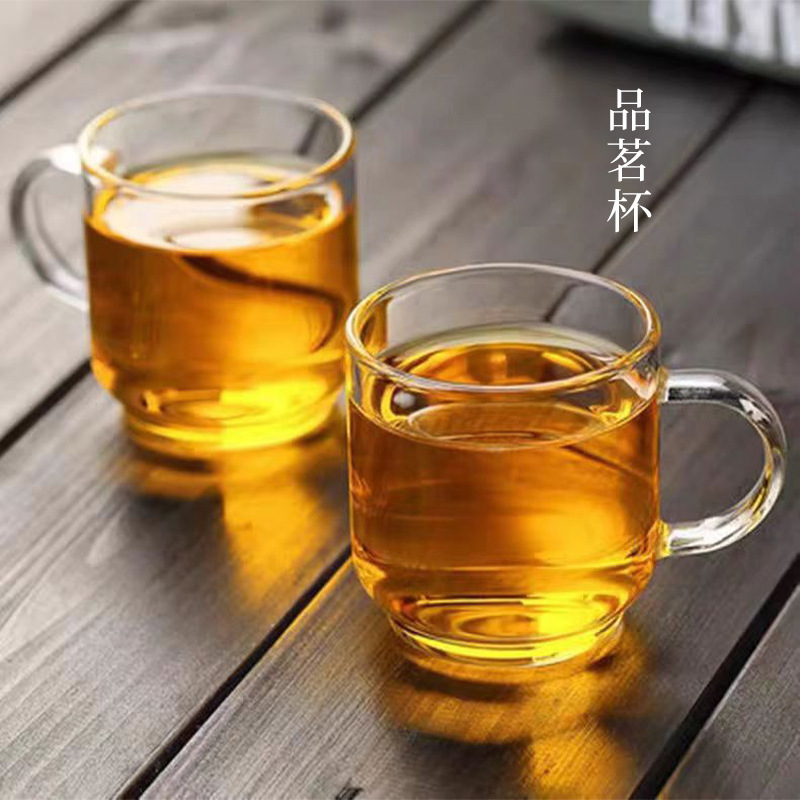 定制透明玻璃小茶杯新品耐热功夫茶具泡茶杯子高硼硅带把手品茗杯|undefined