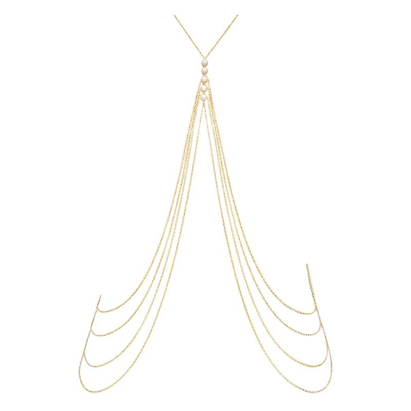 Трансграничная Европейская и американская мода преувеличенное многослойное ожерелье-цепочка с кисточками и жемчугом для тела Amazon AliExpress