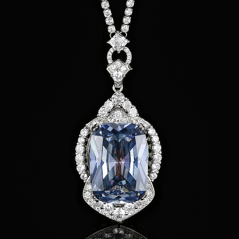 2024 nuevo estilo Zhuang Shengsheng joyería fondo de cobre chapado en oro moda imitación de color tesoro diamante colgante de lujo collar piedra 20*28