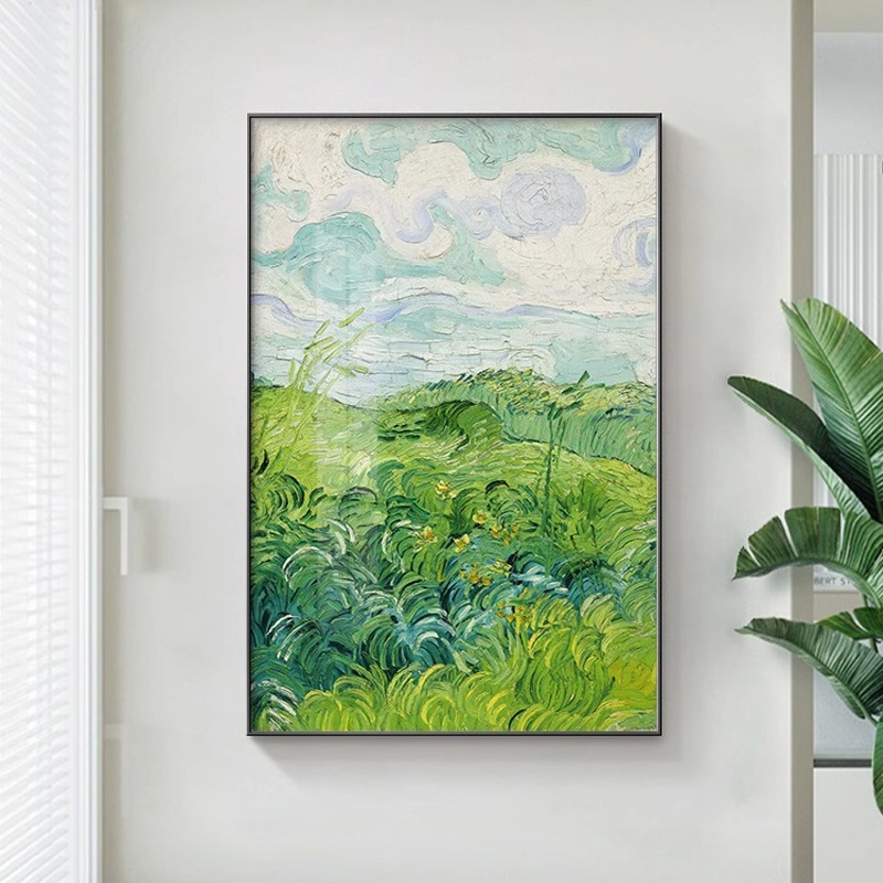 World Famous Painting Van Gogh's Green Wheat Field Decorative Painting Living Room Hotel Model Room Hanging Painting Scandinavian Niche Art Mural