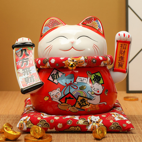 Lucky cat ornaments, large and small, automatic waving hands, shop cashier counter, home living room decoration, lucky cat gifts