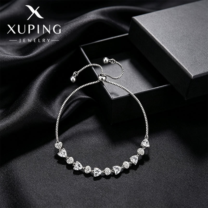 Pulsera Ajustable de Corazón de Aleación de Cobre para Mujer