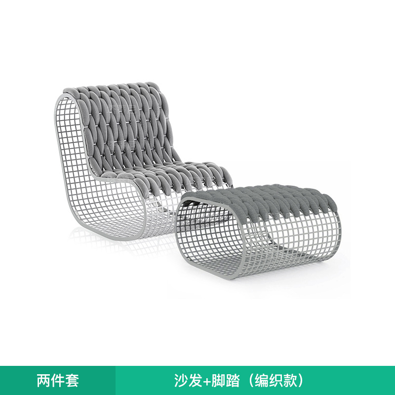 Conjunto de sofás para exteriores para balcón de villa, terraza de jardín resistente al sol, sofá creativo de ratán de aleación de aluminio con diseño hueco. image 11